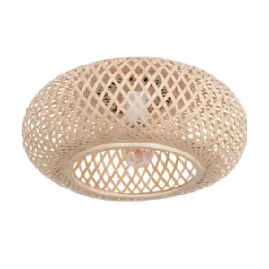 Image of Maze Cylindrical Ceiling Light Beige Wood