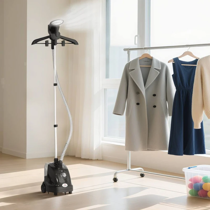Image of HOMCOM Clothes Steamer with Adjustable Pole 41-110cm Black Unisex