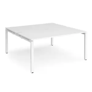 Image of Bench Desk 2 Person Rectangular Desks 1600mm With Sliding Tops White Tops With White Frames 1200mm Depth Adapt