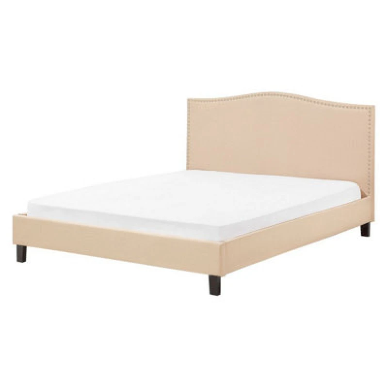Image of Beliani Bed Fabric Montpellier 160 X 200 Cm (Eu King Size) Beige