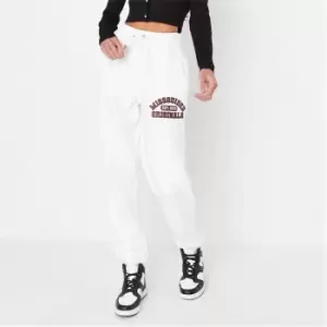 image of Missguided Petite Embroidered Oversized Joggers - White