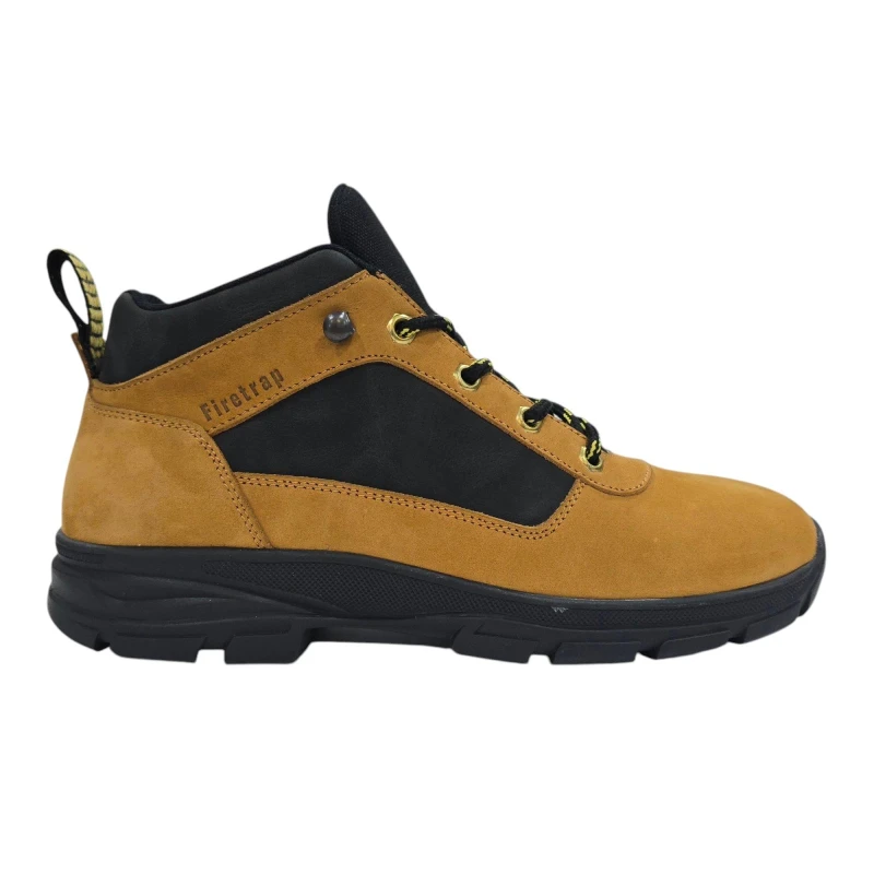 Image of Firetrap Mens Delia Premium Leather Ankle Lace Up Hiker Rugged Boots Honey/Black male 7 (41)
