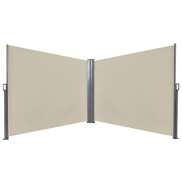 image of Outsunny Retractable Double Side Awning Screen Fence Privacy, 6x1.8m Beige