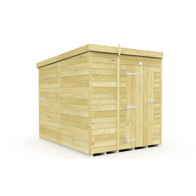 Image of Buttercup Farm 5 x 8 Feet Pent Shed - Single Door W/O Windows - L231 x W158 x H201cm in Brown Brown Unisex