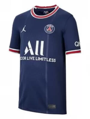 Image of Nike Psg Youth 21/22 Home Short Sleeved Stadium Jersey, Navy, Size L