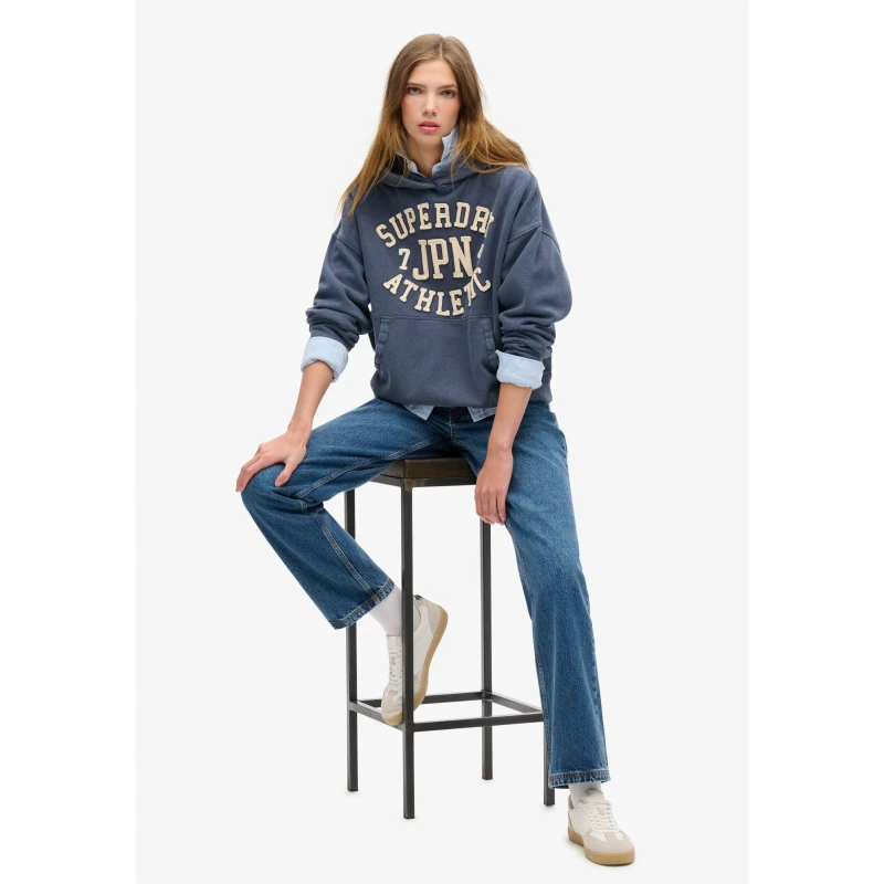 Image of Superdry Athlete Logo Hoodie - Blue Blue 8