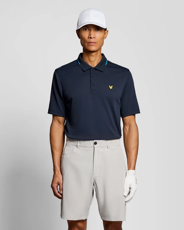 Image of Lyle & Scott Mens Golf Tipped Technical Polo Shirt in Navy