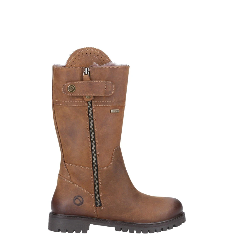 Image of Cotswold Womens Bushcombe Mid Calf Leather Boots UK Size 4 (EU 37) TAN COT819-TAN-4