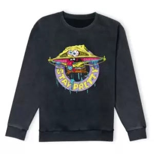 Image of Spongebob Squarepants Stay Pretty Sweatshirt - Black Acid Wash - M - Black Acid Wash