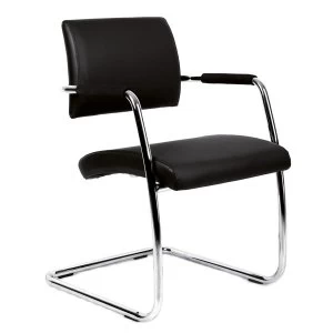 Image of DAMS Bruges Black Soft Leather Cantilever Chrome Chair