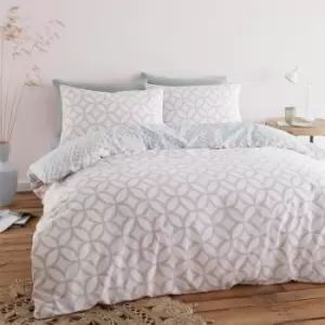 Image of Geo Trellis Pink Geometric Duvet Cover Set Single Bedding Set - Pink - Catherine Lansfield