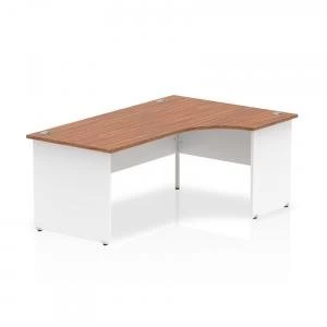 Image of Trexus Desk Crescent Right Hand Panel End 1800x800mm Walnut Top White