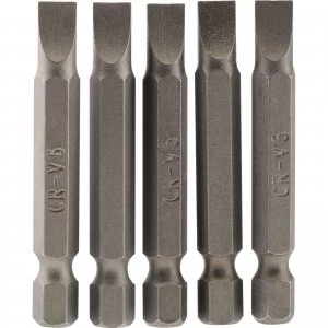Image of Draper Slotted Screwdriver Bit 6mm 50mm Pack of 5
