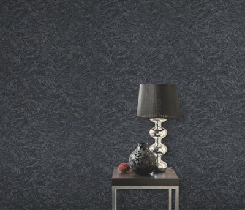 Image of Elle By Erismann Flowing Textured Marble In Black Vinyl Wallpaper