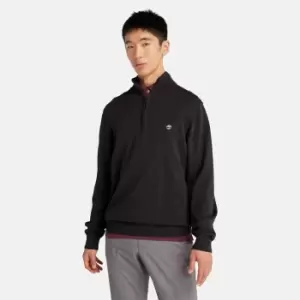 Image of Timberland Williams River Quarter-zip Cotton Jumper For Men In Black Black, Size XXL