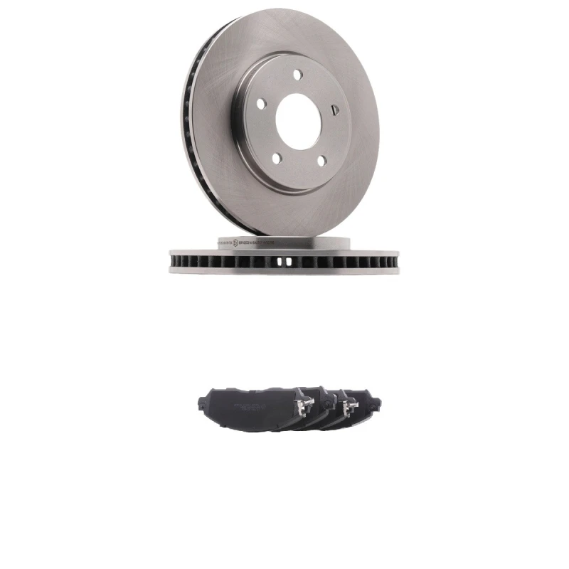 Image of RIDEX 3405B2798 Brake disc and pads set Front Axle, Brake Disc Type: internally vented, with acoustic wear warning Brake Set,disc brakes (3405)