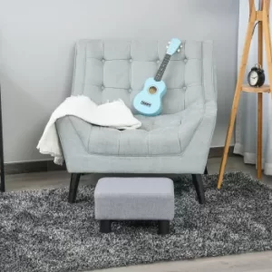 image of HOMCOM Linen Fabric Footstool Foot rest Small Seat Foot Rest Chair Ottoman Grey Home Office with Legs 40 x 30 x 24cm