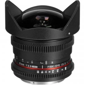 image of Samyang 8mm T3.8 VDSLR Diagonal Fisheye Lens For Canon Mount Hood Detachable