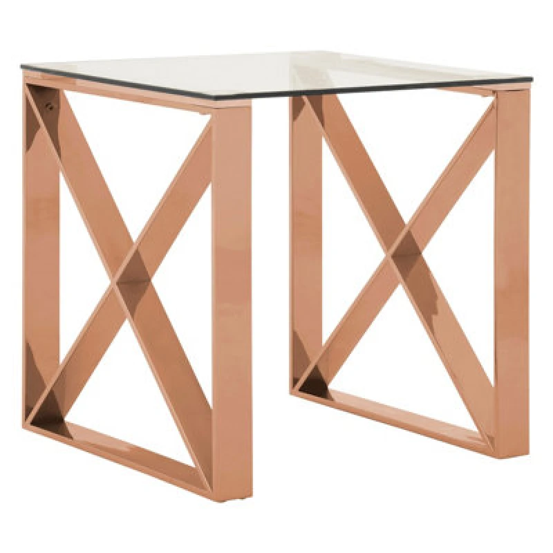 Image of Orsina Durable Rose Gold Cross Legs End Table, Stylish Design Side Table For Livingroom, Versatile Side Table