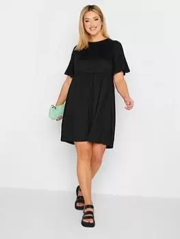 Image of Yours Frill Sleeve Smock Dress - Black, Size 18, Women
