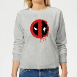 Image of Marvel Deadpool Split Splat Logo Womens Sweatshirt - Grey - L