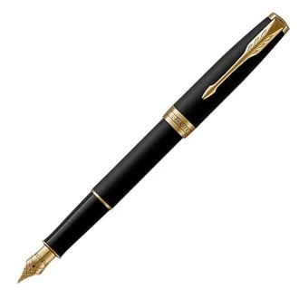 image of Parker Sonnet Matt Black Gold Trim Fountain Pen MEDIUM - Medium Nib