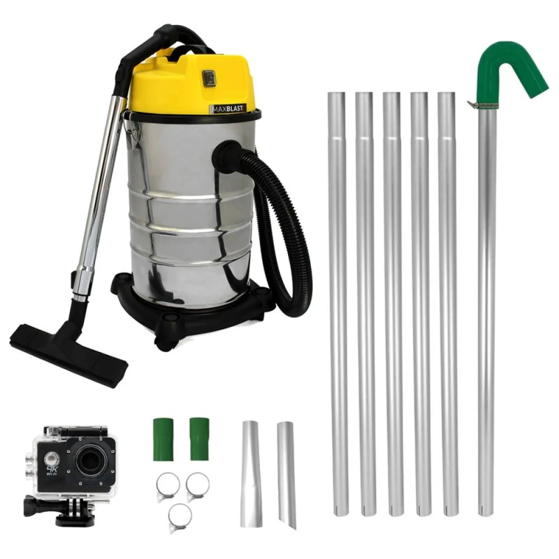 Image of Monstershop 30L Wet & Dry Vacuum, Gutter Vacuum Poles & Camera in Silver Silver Unisex