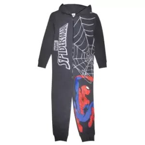 Image of Spider-Man Boys Web Shooting Jumpsuit (1-2 Years) (Charcoal Heather)