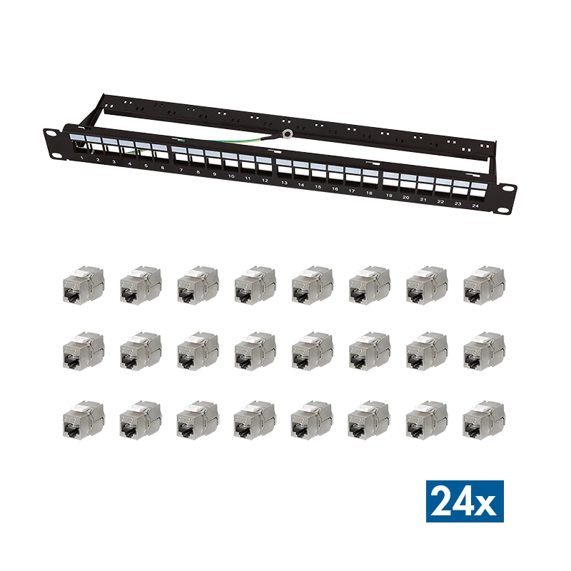 Image of LogiLink Modular 24-port Cat.6A keystone panel. 19"/1U. black. Ec