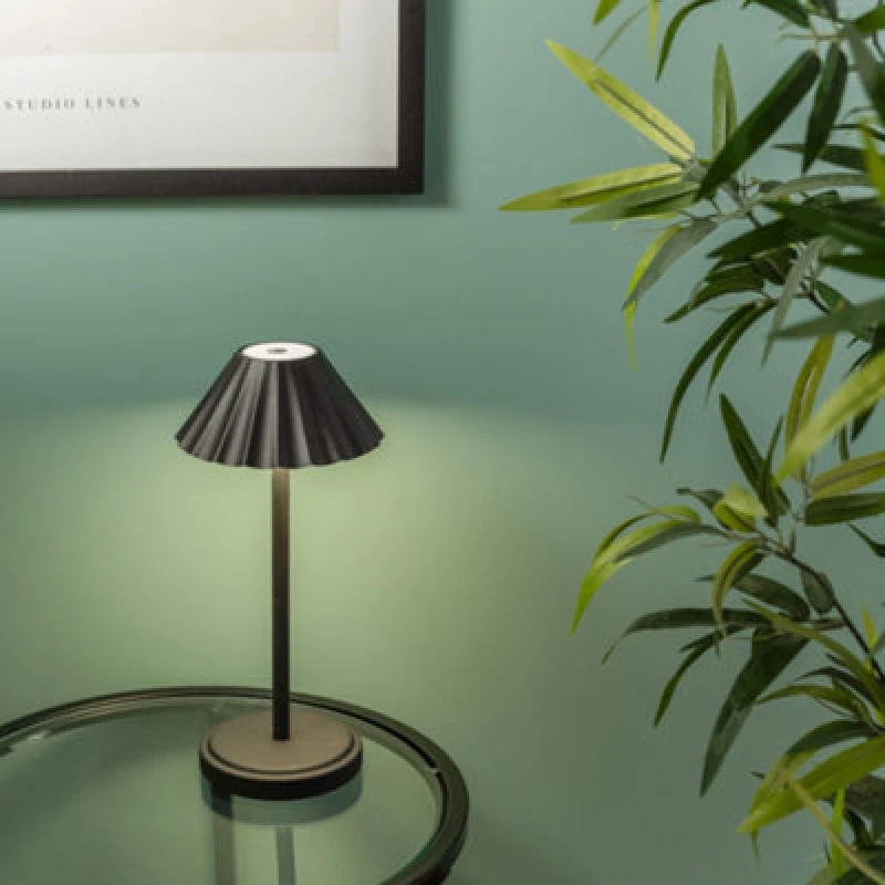 Image of ValueLights Avery Rechargeable LED Portable Table Lamp Black