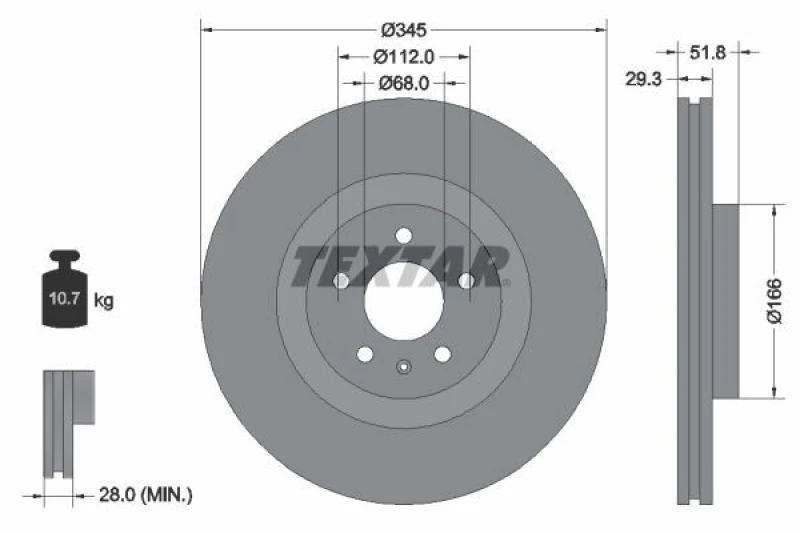 Image of Brake disc TEXTAR 92160205