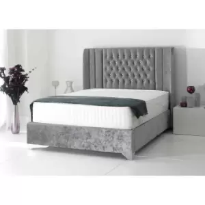 Image of Alexis Bed Double Plush Velvet Steel