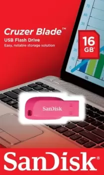 image of SanDisk 16GB Cruzer Blade USB - Electric Pink