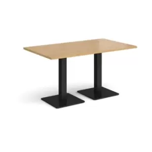 Image of Brescia rectangular dining table with flat square Black bases 1400mm x 800mm - oak