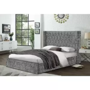 Image of Eniya Upholstered Beds - Crush Velvet, Double Size Frame, Grey - Grey
