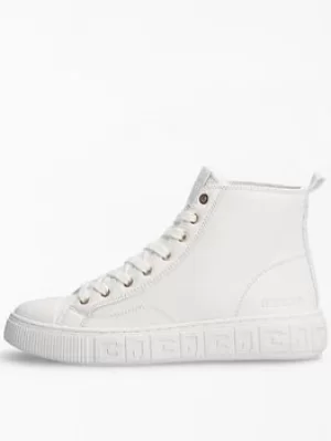 image of Guess Invyte Logo Sole Detail High Top Trainer, White, Size 5, Women