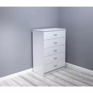 Image of Chilton Modern 5 Drawer Chest - High White Gloss - White