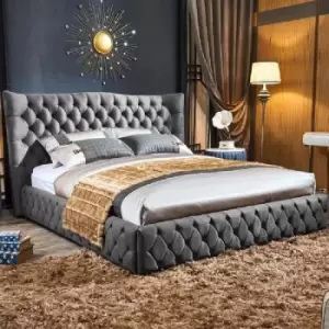 Image of Envisage Trade - Gerald Upholstered Beds - Plush Velvet, King Size Frame, Grey - Grey