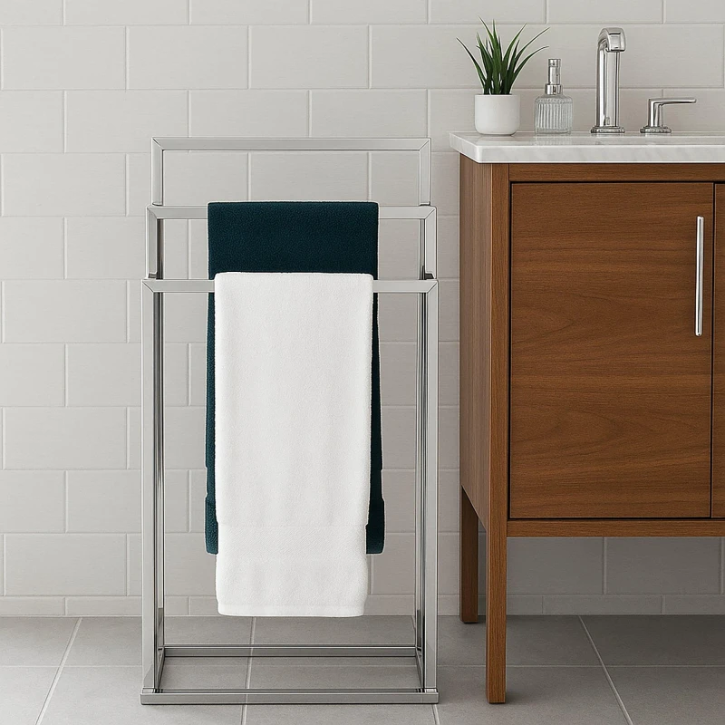 Image of Lassic Bath Vida 3 Tier Towel Stand Square Stainless Steel unisex 3 Tier