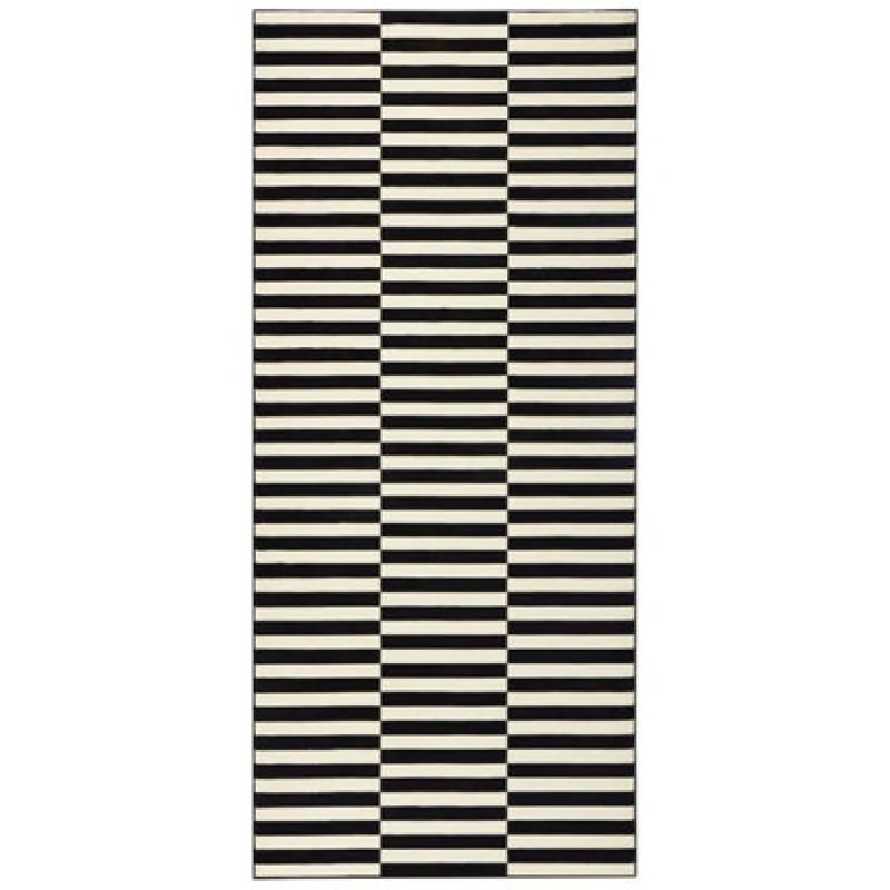 Image of The Rugs Design Velours Striped Rug Modern Low Pile Area Rug In Black