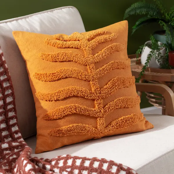 Image of Dakota Tufted Cushion Mustard, Mustard / 45 x 45cm / Polyester Filled