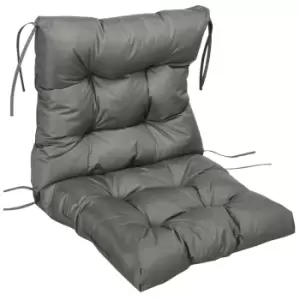 Image of Outsunny Garden Back Chair Cushion, Comfortable Patio Seat Cushion Pad with Backrest for Outdoor & Indoor Use, Light Grey