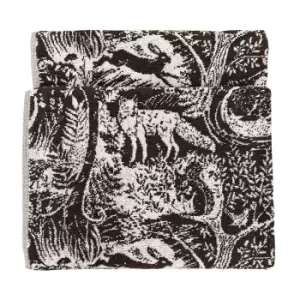 image of Winter Woods Animal Jacquard Bath Towel Charcoal