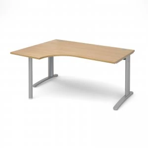 TR10 Left Hand Ergonomic Desk 1600mm - Silver Frame Oak Top