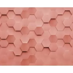 Image of Origin Murals Metal Hexagons Rust Wall Mural - 3.5m x 2.8m