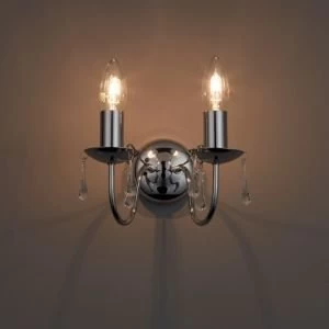 image of Albany Candle Chrome Effect Double Wall Light