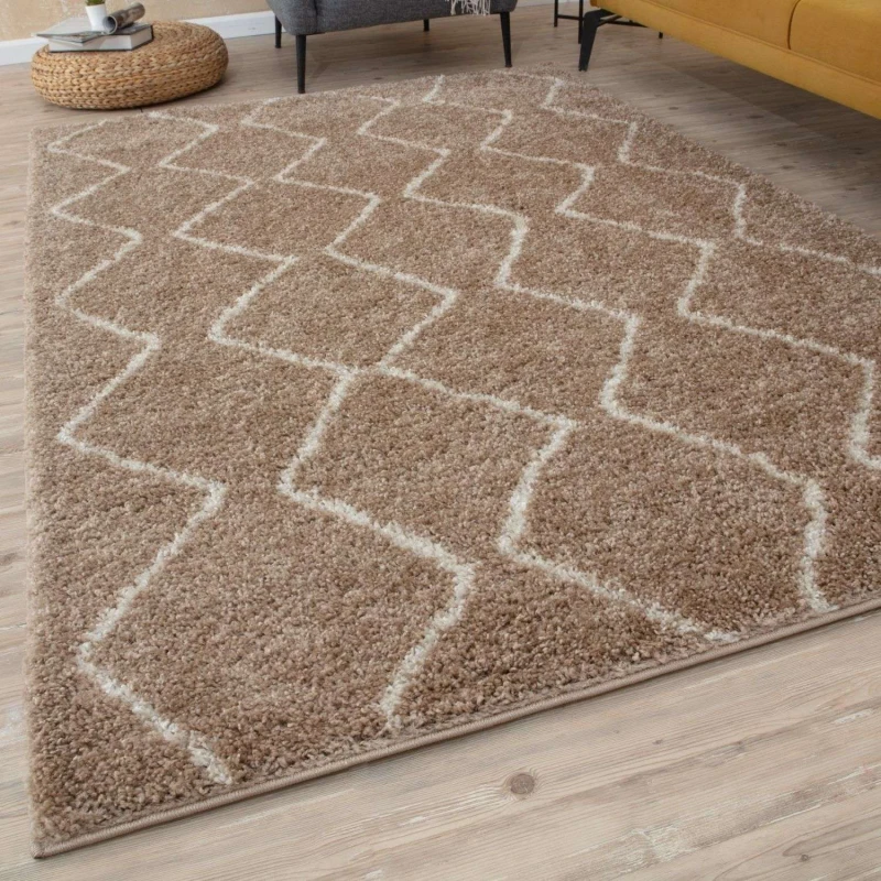 Image of THE RUGS Moroccan Soft Shaggy Rugs & Runners Beige & Ivory Living Room Size: 80cm x 300cm Beige Unisex 80cm x 300 cm