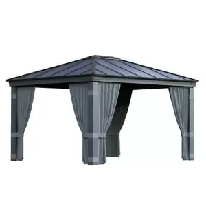Image of Palram - Canopia Dallas Grey Polyester (Pes) Gazebo Curtain, Pack Of 4 (L)2120mm (W)4090mm