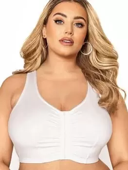 Image of Yours Front Fastening White Bra, White, Size 20, Women