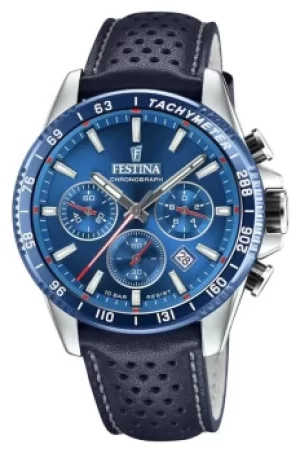Image of Festina Chronograph Blue Perforated Leather Strap F20561/3 Watch
